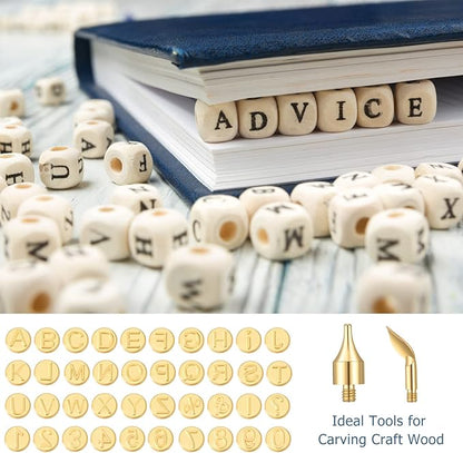 Lothee 43 Pcs Wood Burning Tips Kit, Wood Burning Letters Numbers Alphabet Stamps Stencils Templates for Embossing Branding Crafts Personalization Tools Gift for Dad(Alphanumeric)