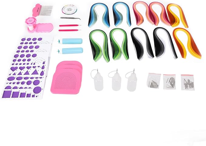 TengXiCLP Quilling Kits DIY, Paper Quilling Tool Kit with Electric Pen, Complete Craft Supplies Set for Beginners, Colorful Decorative Handicrafts with Storage Box, Glue Bottles and 1000 Pap