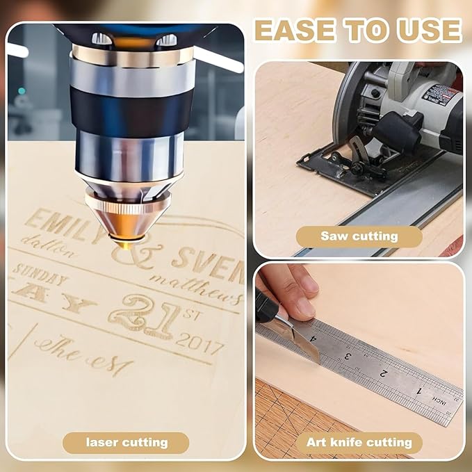 24 Pack Basswood Sheets for Crafts - 16 x 16 x 1/8 Inch - 3mm Thick Large Plywood Sheets Unfinished Bass Wood Boards for Laser Cutting, Wood Burning, Architectural Models, Staining