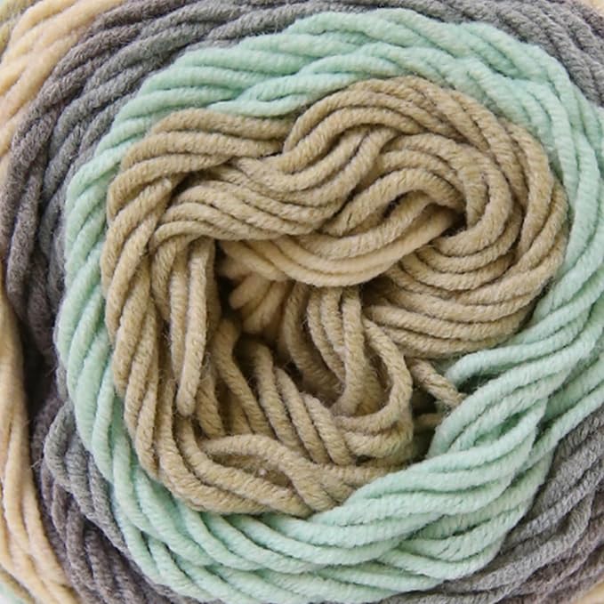 Franel Cotton Acrylic Yarn-45% Cotton 55% Acrylic, 2×100g, Misty Gray - Green Melody: Gray, Beige, Light Blue - Green, Perfect for Crocheting Knitting Scarves Shawls Blankets Gradient Variegated Yarn