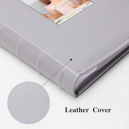 Vienrose Photo Album 4x6 300 Photos with Memo Area Leather Cover Large Capacity Slip-in Pictures Book for Wedding Baby Vacation, Grey