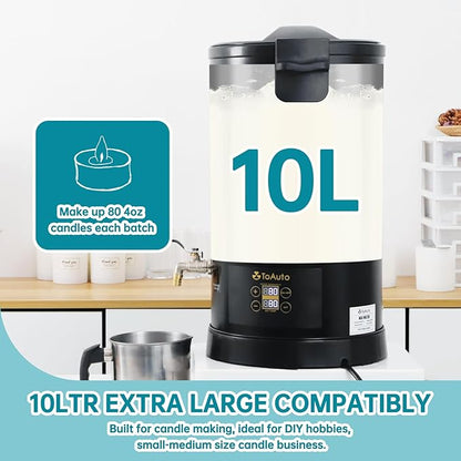 TOAUTO 20Lbs Digital Wax Melter for Candle Making Commercial Electric Wax Melting Pot with Accurate Temperature Control Panel Fast Pouring Spout Easy Clean 1100W 120V