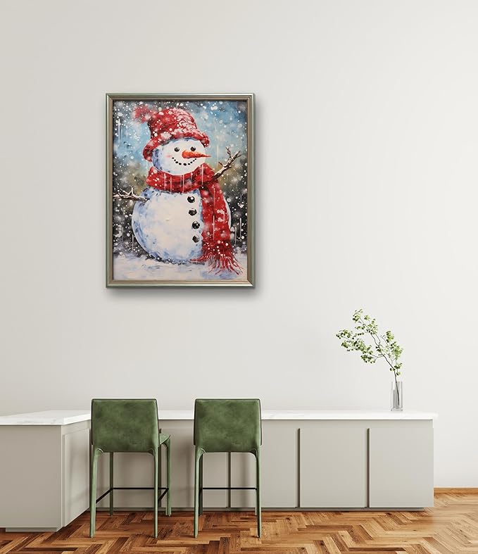 Leczany Cross Stitch Stamped Kit for Beginner - Snowman | DIY Embroidery Starter Patterns Craft Kit Needlepoint for Adults | 11CT, 3 Strands | 13x16.9 inches