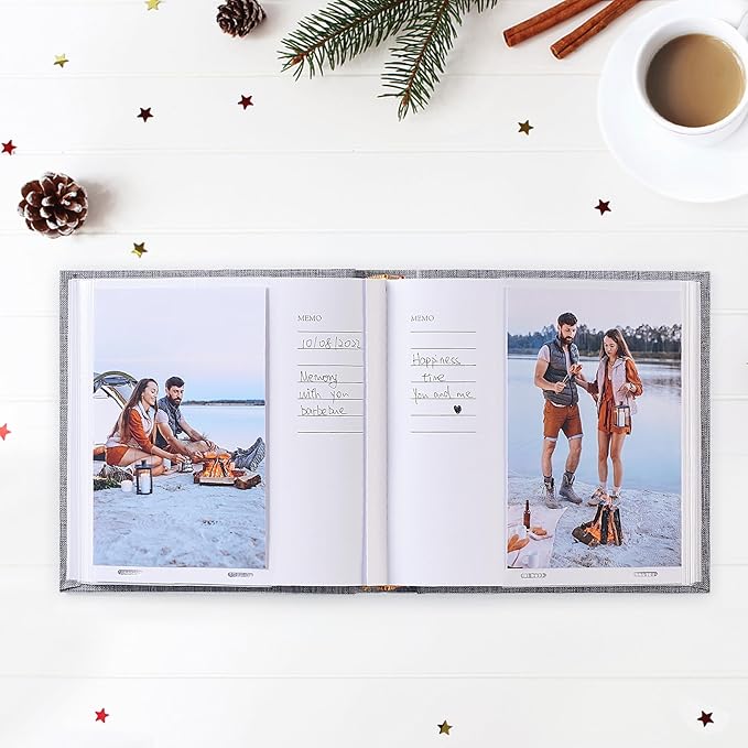 Mublalbum Small 4x6 Photo Album Linen Cover with Memo Areas Photobook Pictures Book Holds Vertical Pockets for Wedding Family Baby and Vacation (Pink)