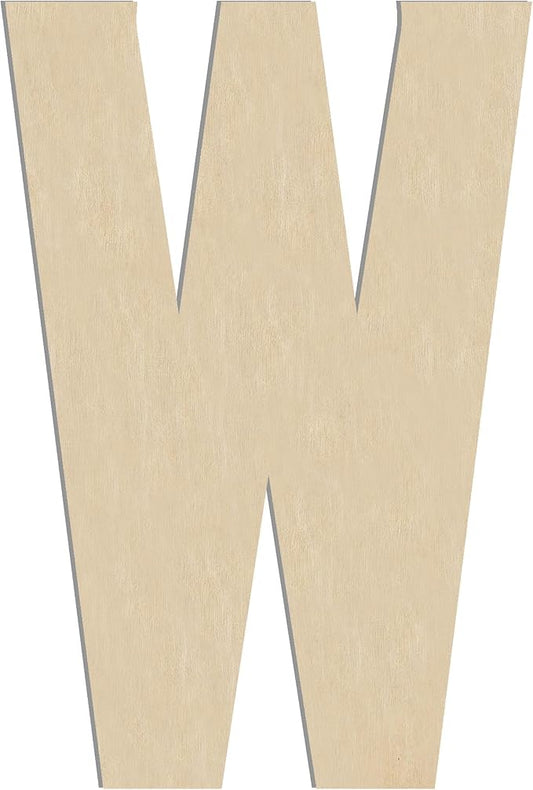 HILAZA 17 Inch Large Wooden Letter W, 1/4 in Thick Big Wood Letter for Wall Decor Crafts