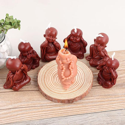 Grainrain 3D Buddha Silicone Candle Mold Decorated Pillar Candle Mould Handcrafted Silicone Molds for Candle Wax Resin Gyspum Crafts Making (SXY119)