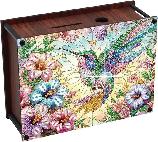DIY Diamond Painting Money Box Kit, Bird Adult 5D Diamond Art Money Box, Creative Coin Diamond Art Storage Jar, Suitable for Birthdays, Christmas, Home Decor Handicraft Gifts