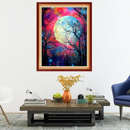 Dooxvey Cross Stitch Kits for Adults Stamped Full Range of Embroidery Starter Kits for Beginners 11CT Printed Cross Stitch Patterns Needlepoint Kits Stamped Crossstitch-Moonlight Tree 16x20 inch