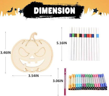 Wooden Pumkins Wind Chime Ornaments Painting Craft,12PCS Unfinished Wood Hanging Decoration,6 Style Cutouts for Adults Olders to Paint DIY Tags Wedding Home Decors Hanging