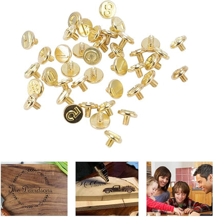 Wood Burning Tip Set 43pcs Brass Alphabet Number Symbol Wood Burning Tool Kit for DIY Craft Embossing Carving on Wood Leather Paper