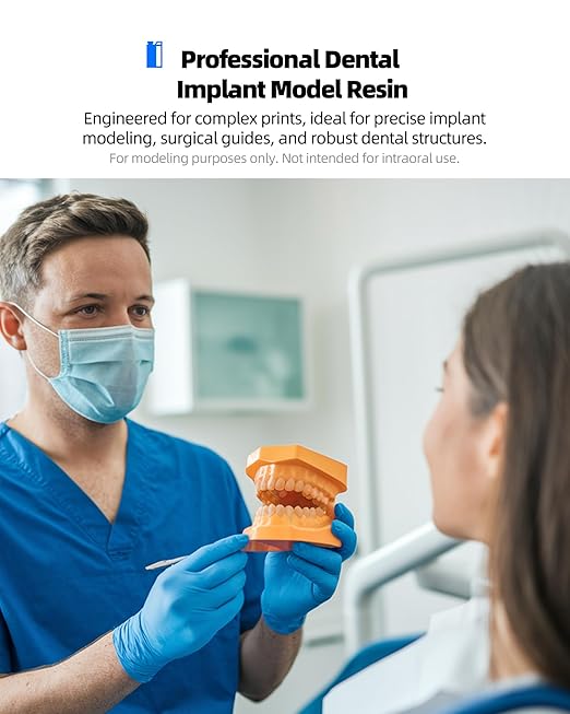 Inslogic Dental Implant Model 3D Printe Resin, High Accuracy and Low Shrinkage, Smooth Surface, 405nm UV-Curing Resin for Dental Models, Prosthetics, Orthodontics, Research (Yellow, 1kg)