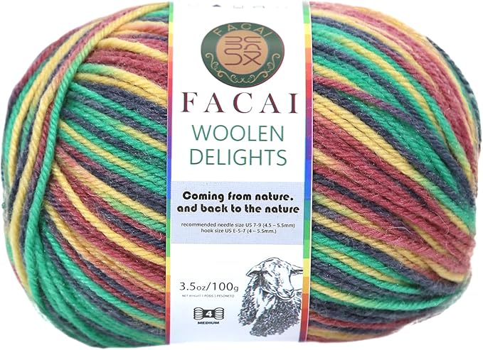 Facai Blend Merino Wool Yarn for Knitting - Worsted Weight,197yds (3.5oz) Ball, Ideal for Sweaters, Scarves, and Accessories (1, Jadeite Flower)