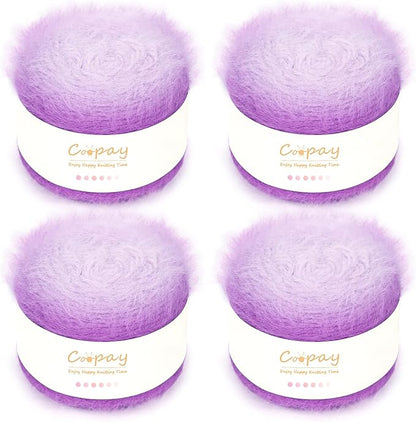 Coopay Ombre Yarn for Crocheting and Knitting - 4 Pack Dual Gradient Yarn Cake with Plush of 100g/3.52oz - 190m/207yds - 38% Wool, 40% Nylon, 22% Acrylic for Sweaters, Hats, Scarves (Star Tulle)