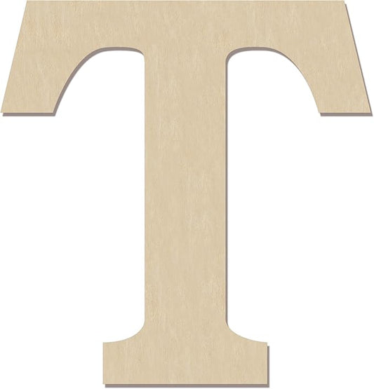 HILAZA 12 Inch Large Wooden Greek Letters, Unfinished Big Wood Letters for Wall Decor, DIY Crafts, Parties Wedding Christmas Home Decoration, Letter Tau (Τ)