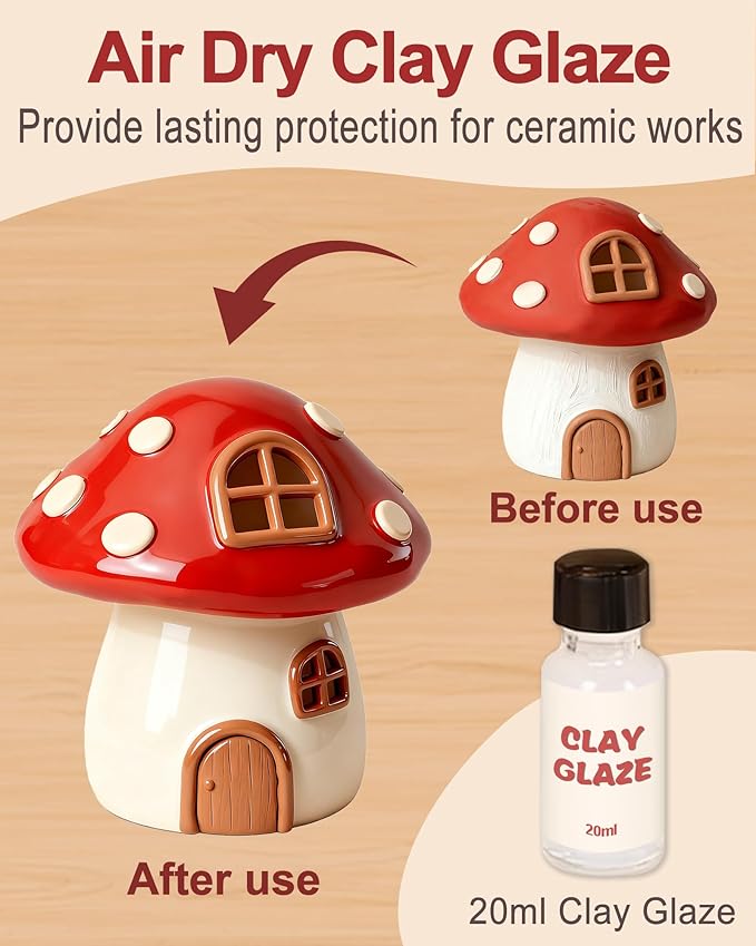 cycletour Pottery kit, 1 KG Air Dry Clay for Adults Includes 20 ML Glaze, 5 Clay Tools and Operation Guide. Adult Pottery Kit for Adults for Beginners DIY Handmade Gifts