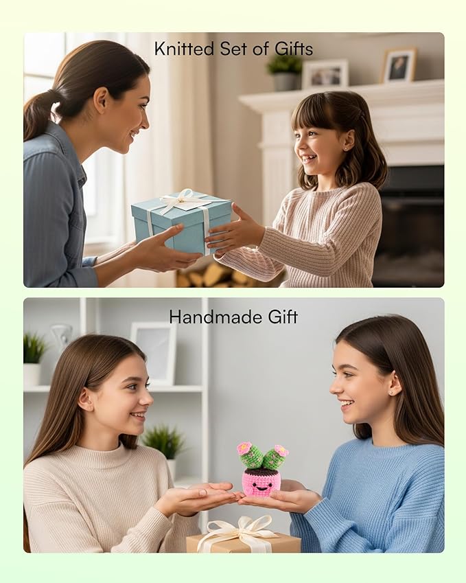 Caydo Crochet Kit for Beginners with Step-by-Step Video Tutorials, Crochet Starter Kits for Adults, Potted Hanging Plants Craft Kit with Yarn Sets for Home/Car Decoration, Gift for All Ages