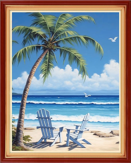 Artvxeay Stamped Cross Stitch Kits | Embroidery Kits for Beginners Craft Kit Needlepoint for Adults Supplies DIY 11CT- (Rest by The Seaside 16x20 inch)
