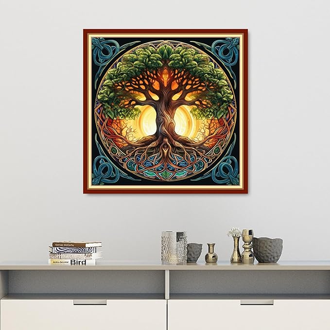 Dooxvey Cross Stitch Kits for Adults Beginners,Full Range of Cross-Stitch Stamped Kits Needlepoint Kits for Beginners Embroidery Kits 11CT Cross Stitch Patterns-Magic Tree 18x18 inch