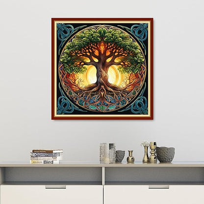 Dooxvey Cross Stitch Kits for Adults Beginners,Full Range of Cross-Stitch Stamped Kits Needlepoint Kits for Beginners Embroidery Kits 11CT Cross Stitch Patterns-Magic Tree 18x18 inch