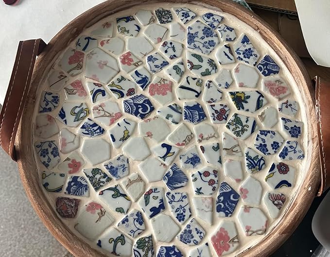 1.1 LB Porcelain Ceramic Mosaic Tiles,Broken Irregular Mosaic Tiles for DIY Craft Floor,Kitchen,Pool, Flower Pots Mosaic Making Supplies (Porcelain 03)