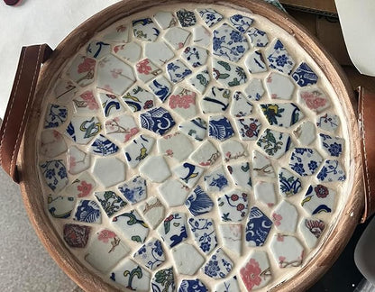 1.1 LB Porcelain Ceramic Mosaic Tiles,Broken Irregular Mosaic Tiles for DIY Craft Floor,Kitchen,Pool, Flower Pots Mosaic Making Supplies (Porcelain 03)