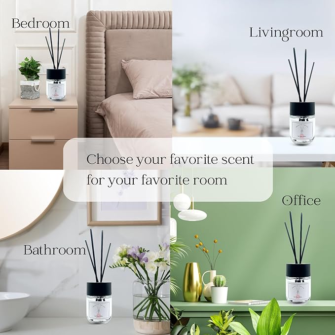 Preston and Lee Reed Diffuser Set | 100 ml (3.4 fl oz) Lychee Bliss Scent | Reed Diffuser Set | Aromatherapy Diffusers | Reed Diffuser Oil for Home and Spa Fragrance