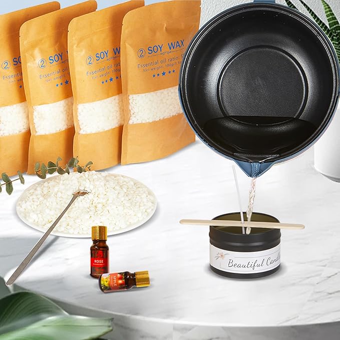 KQU Candle Making Kit for Candles, Home DIY Candle Wax Kit with Glass Jars for Adult, Candle Maker Kit with Wax Melter for Art & Craft