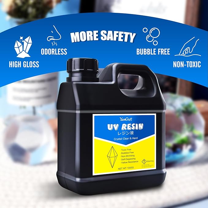 UV Resin - 1,000g Crystal Clear UV Curing Resin, Low Odor Hard Type Ultraviolet Cure Resin for DIY Jewelry Making, Crafts, Painting - Transparent Bubbles Free UV Epoxy for Casting, Statues