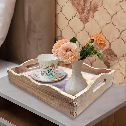 FGbaby DIY 5D Sparrow Diamond Painting Wood Serving Tray with Handles Diamond Art Decorative Serving Trays Wooden Tray for Breakfast in Bed, Patio, BBQ, Coffee Table, Party –Great for Lap & Couch