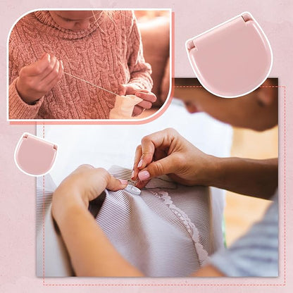 Yuxung 10 Pcs Mini Travel Sewing Kit Portable Emergency Repair Kit Mini Sewing Box with Threads Scissors Needles DIY Supplies for Beginner Traveler Hotel Charity(Light Pink)