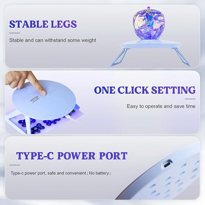 LET'S RESIN UV Light Pro,Longer 2,3,5M Time Setting UV Lamp with Larger Coverage Area and More Concentrated Lights,Portable & Foldable Resin Light for Resin Molds, Jewelry Making