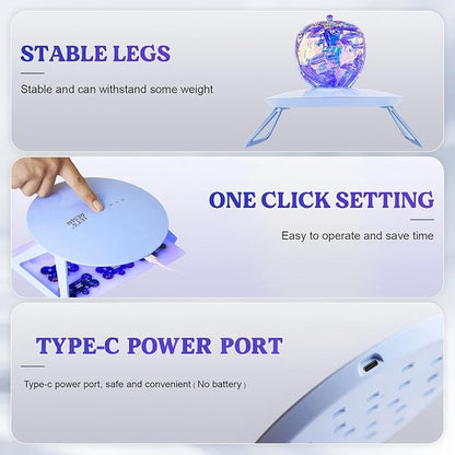 LET'S RESIN UV Light Pro,Longer 2,3,5M Time Setting UV Lamp with Larger Coverage Area and More Concentrated Lights,Portable & Foldable Resin Light for Resin Molds, Jewelry Making