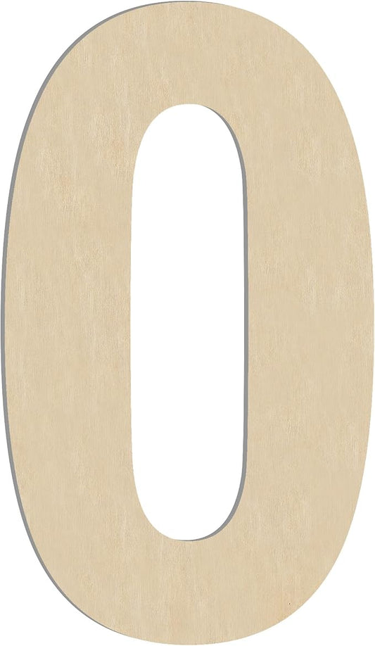 HILAZA 17 Inch Large Wooden Number 0, 1/4 in Thick Big Wood Letter for Wall Decor Crafts