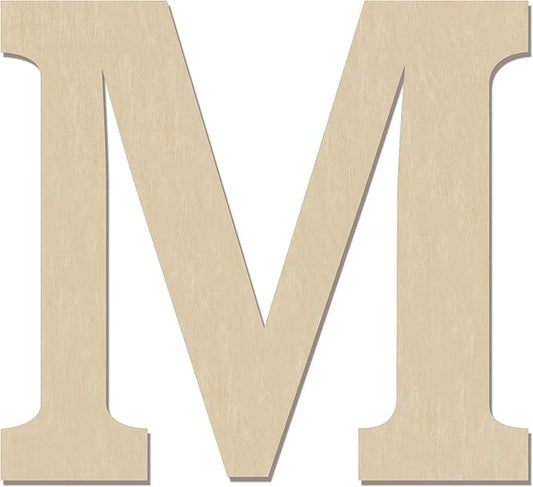 HILAZA 12 Inch Large Wooden Greek Letters, Unfinished Big Wood Letters for Wall Decor, DIY Crafts, Parties Wedding Christmas Home Decoration, Letter Mu (Μ)