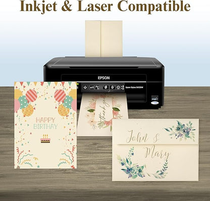 Ivory Blank Cards and Envelopes 4x6 (Not-Folded), Goefun Cream Flat Note Cards 4x6 and A6 Envelopes Self Seal 100 Pack for Wedding, Invitations, DIY Notecards, Birthday & All Occasion