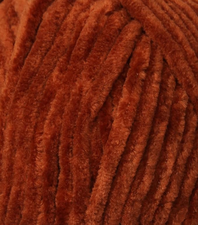 Estako Velvet (3- Skeins Pack) Chenille Blanket amigurumi Yarn for Crocheting and Knitting Super Bulky 3x100 gr (3x132 yds) (1420 - Fox)