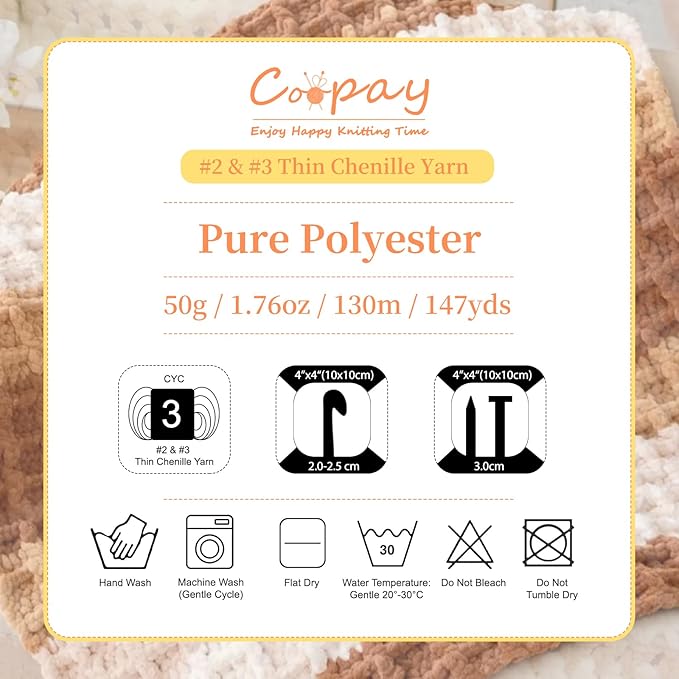 Coopay Skinny Chenille Yarn for Crocheting and Knitting, 12 Pack of 50g/1.76oz - 1764yd Total, Soft Fluffy Crochet Yarn of Baby Weights - Suitable for Baby Blankets, Plush Toys - (Black and Grey)