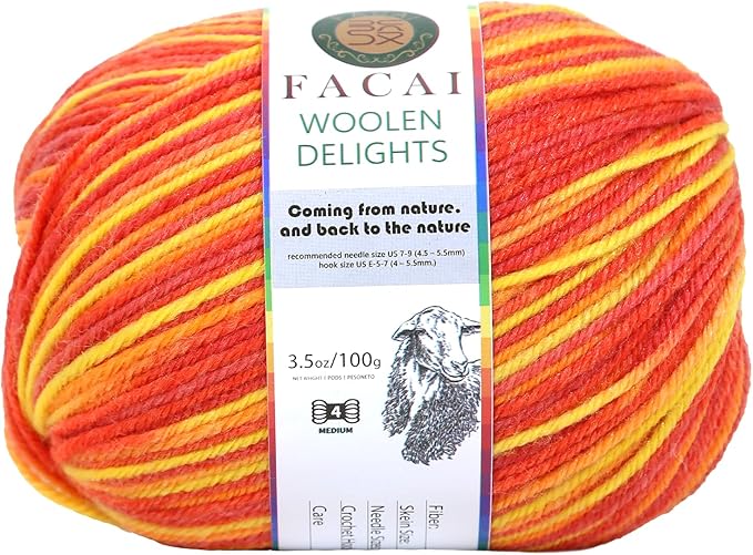 Facai Blend Merino Wool Yarn for Knitting - Worsted Weight,197yds (3.5oz) Ball, Ideal for Sweaters, Scarves, and Accessories (1, Flamingos)