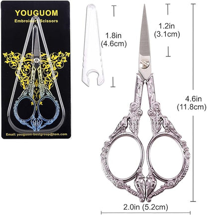 YOUGUOM Sewing Embroidery Scissors – Small Precision Scissor for Craft, Artwork, Needlework Yarn, Handicraft DIY Tool, Thread Detail Snips, 4.6in Purple Cute Bird Shears