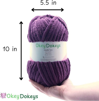 Okey Dokey Yarn, Jumbo Chenille Yarn Size 7 Velvet – Plush, No-Fray, Durable Plushies, Posh Soft Crochet Projects Beginner Friendly (300g, 130 yds) - Apricot Blossum, Color 102