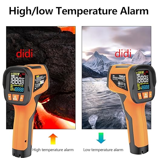 Infrared Thermometer High Temperature Gun with K-Probe,-40℉~1922℉, 30:1 Digital Laser IR Temp Gun with Color LCD for Cooking, Pizza Oven, Engine, Kilns, Industry, Home Repair, Adjustable Emissivity