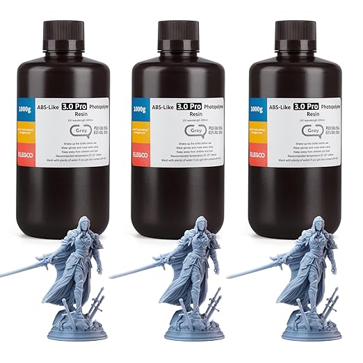 ELEGOO ABS-Like Resin 3.0 Pro, Higher Scratch-Resistance 3D Printing Photopolymer Resin, 405nm UV Resin for MSLA/DLP/LCD Printers Fast Curing High Precision Non-Brittle, Grey 3000g