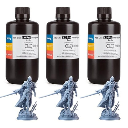 ELEGOO ABS-Like Resin 3.0 Pro, Higher Scratch-Resistance 3D Printing Photopolymer Resin, 405nm UV Resin for MSLA/DLP/LCD Printers Fast Curing High Precision Non-Brittle, Grey 3000g