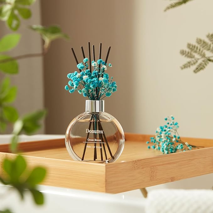Donurex Flower Reed Diffusers for Home with Ocean Breeze