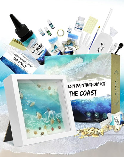 iLAND Crafts For Adults Women Teen Girls Ocean Beach UV Resin Kit for beginners Arts and Crafts for adults Resin Art Project DIY Sea Crafting Making Set Unique Artist Woman Gifts on Christmas Romantic