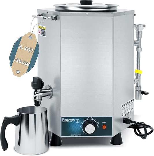 Hehinton 3-in-1 Professional Double Boiler Melting Pot, 8.3Qt 1500W All Stainless Steel Melter for Chocolate, Candle Wax Soap Making | Fast Even Heating Melting & Keeping Warm