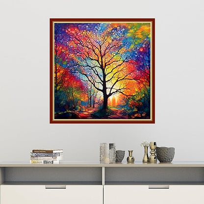 Findvoor Stamped Cross Stitch Kits for Beginners Full Range of Cross Stitching Embroidery Pattern for Adults, 11CT DIY Needlepoint Embroidery Starter Kits-Moonlight Tree 17.7x17.7 inch