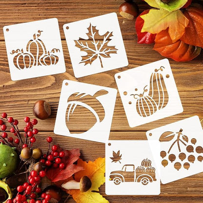 50 PCS Fall Painting Stencils Reusable Fall Stencils for Painting on Wood Rocks Canvas Fabric Glass Pottery 4x4 Inch