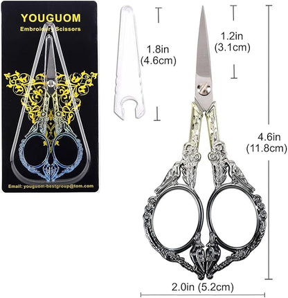 YOUGUOM Sewing Embroidery Scissors, Small Thread Scissor for Craft Artwork Needlework Yarn Knitting Detail Snips, Black Cute Bird Shears