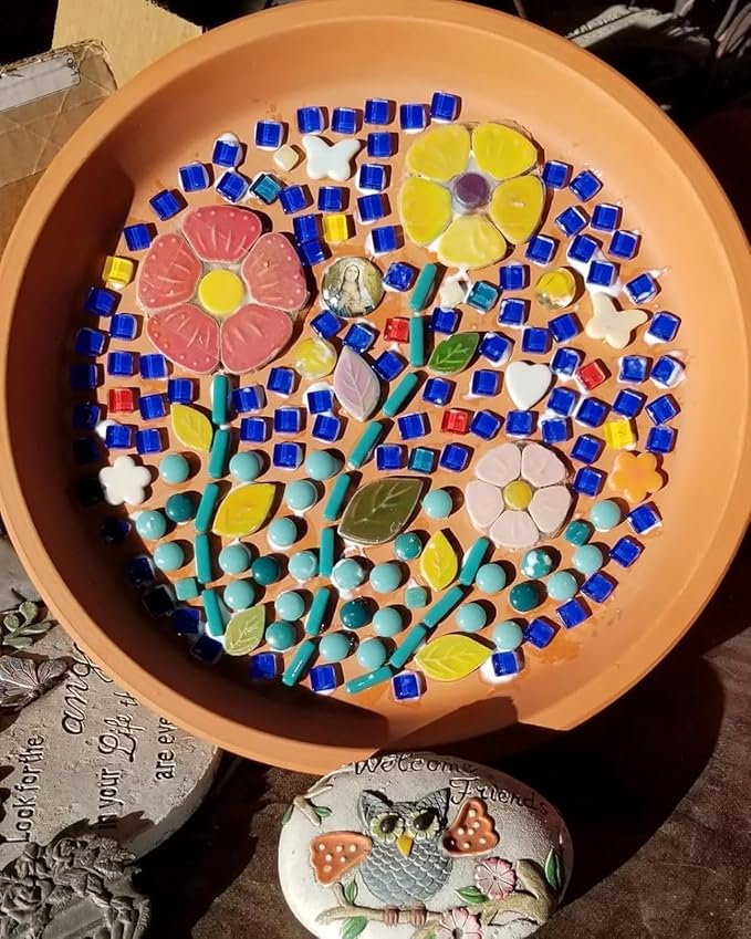 500g/1.1lb Random Color Irregular Ceramics Mosaic Tiles,DIY Making Creative Ceramic Mosaic Tiles for DIY Craft Plates Flowerpots Vases Cups Mosaic Making Supplies (Mix Round)